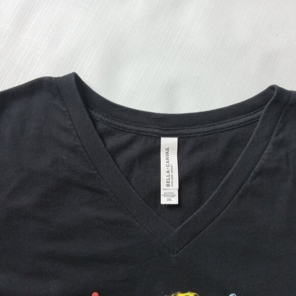 Bella+Canvas Black Short Sleeve Vneck Colorful Pennywise IT Graphic Print TShirt - Picture 5 of 8